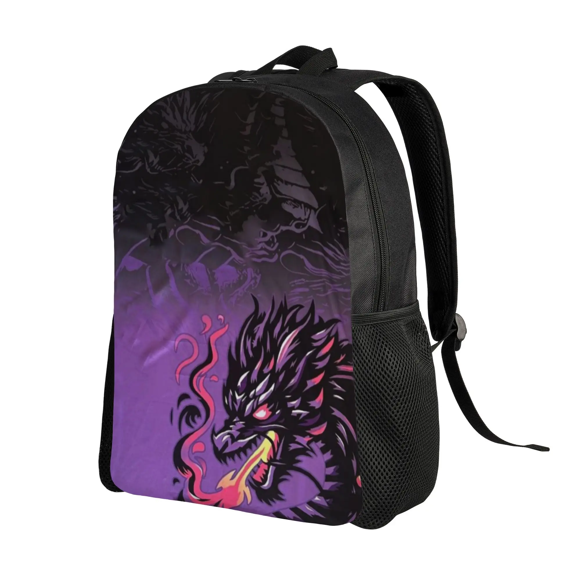 Back to school season High Street Purple Black Dragon Fantasy Art Bookbag  For Men Women Backpack