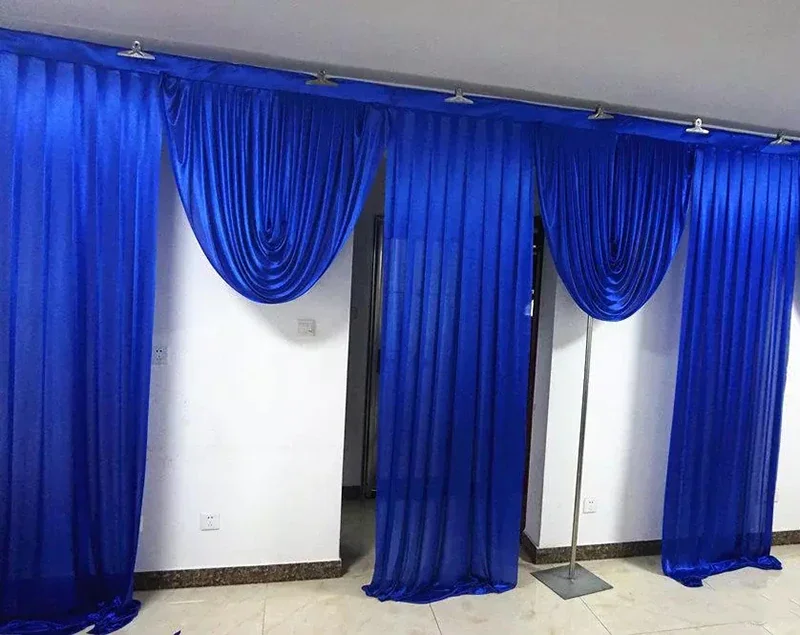 

3X3M Royal Blue Wedding Swags Backdrop Party Celebration Stage Background Party Panel Ice Silk Material Wall Drapes