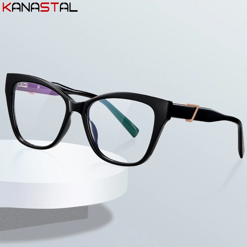 Women Blue Light Blocking Glasses Anti Radiation Acetate Fibre Butterfly Eyeglasses Frame Computer Prescription Reading Eyewear