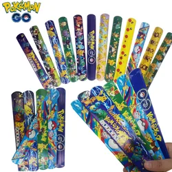 Pokemon Figure Snap Circle Party Bracelets Pikachu Figures Anime Wristband Child Slap Band Puzzle Toys Boys Girls Birthday Gifts