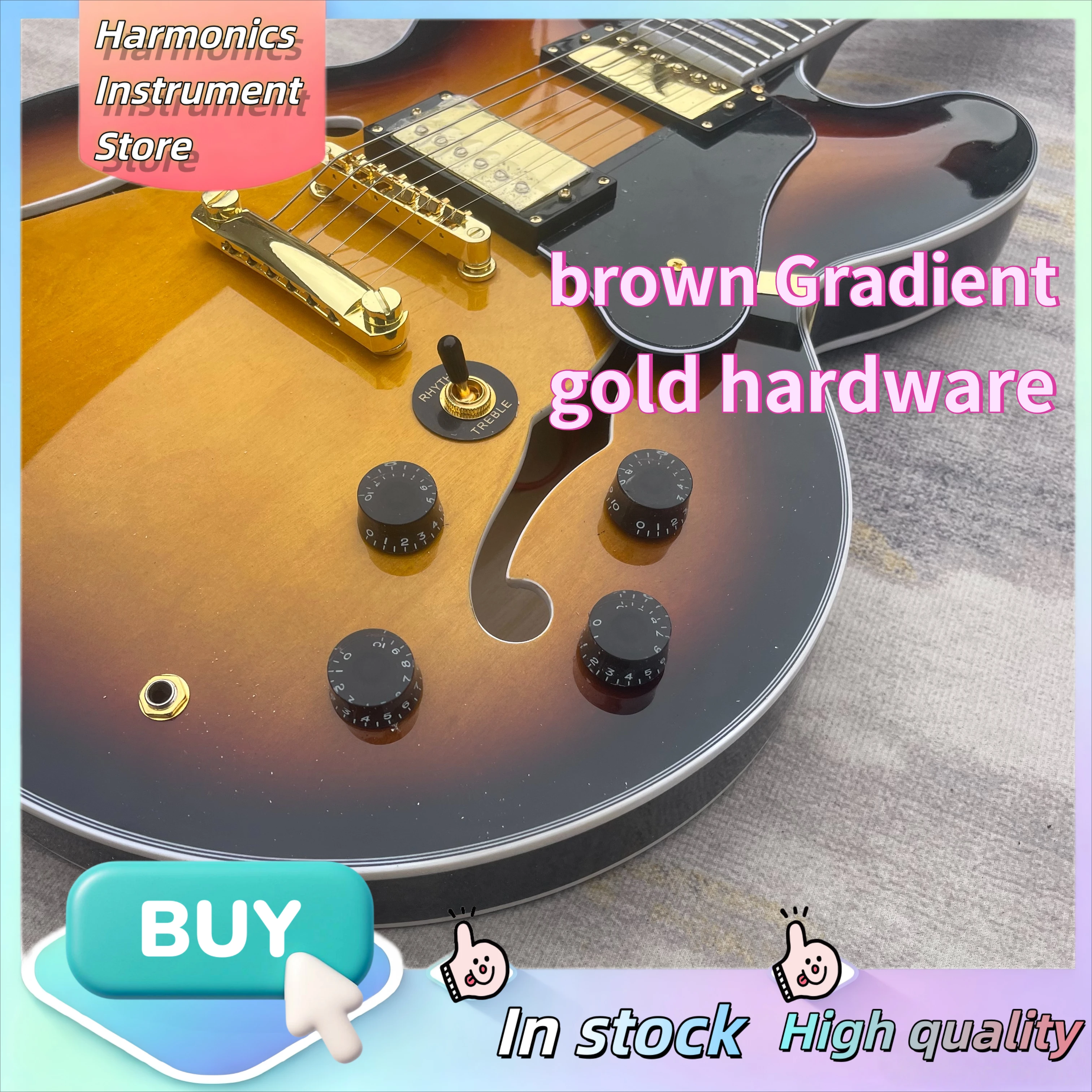 Tobacco Sunburst 1958 ES-335 F-Hole Jazz Guitar Dual Humbuckers Clean Warm Tone Blues Electric Guitar All-Purpose Pro Guitar
