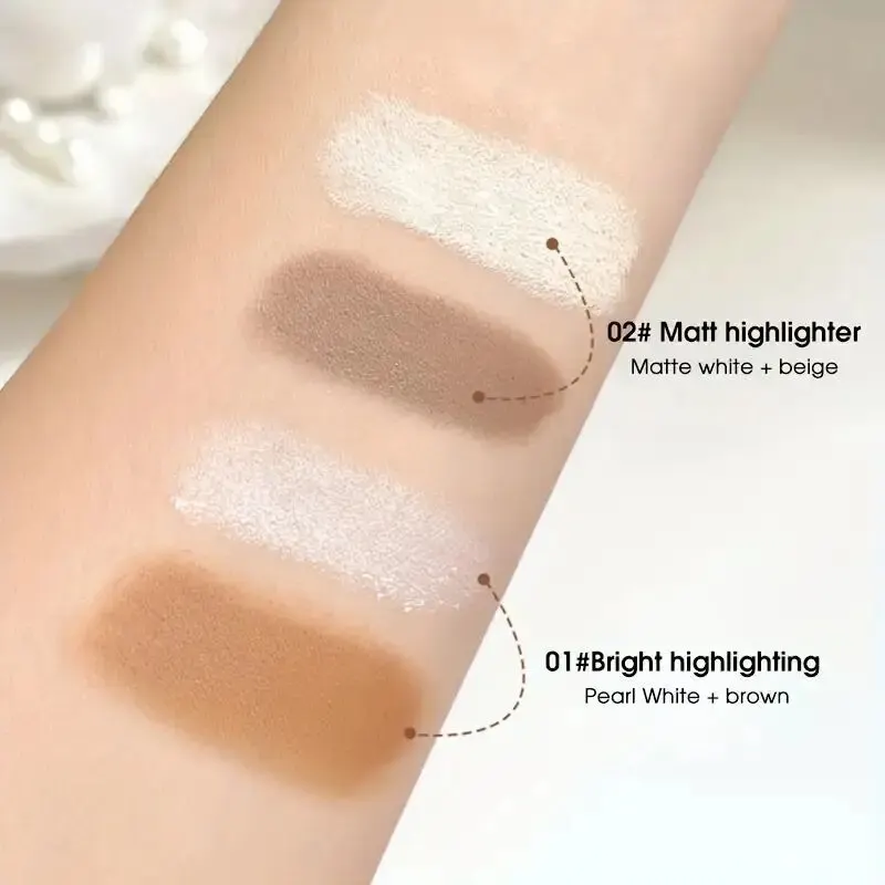 Natural Double-head Contouring Stick Matte Nose and Side Shadow Highlighting Pen for Dual Purpose Brightening and Contouring