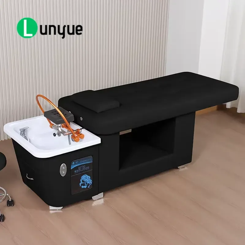 Custom Luxury Electric Massage Bed Japanese Head Spa Water Circulation Fumigation Shampoo Chair Furniture Push Pull