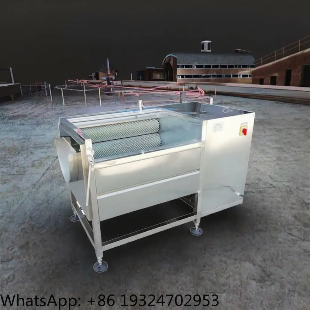 Industrial Fresh Vegetable Washer Peeler Machine Brush Roller Type Onion Root Cassava Carrot Ginger Potato 1100W