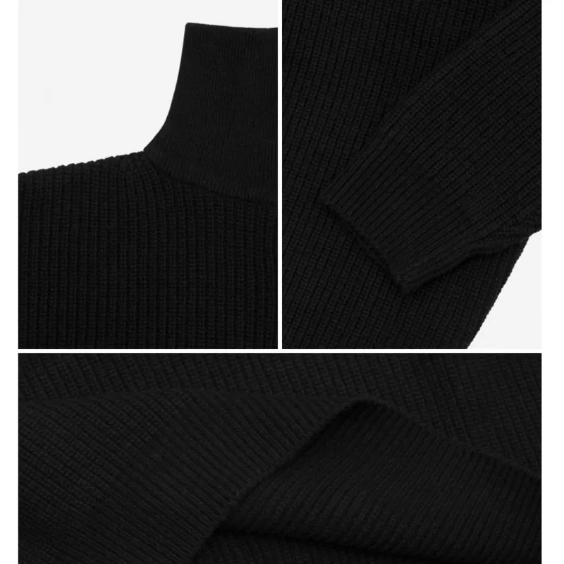 IEFB Male Pullover Sweater Autumn Winter Thickened Lapel Zipper Ins Casual Knitted Tops Grey Black Korean Tide Clothing 9D1246