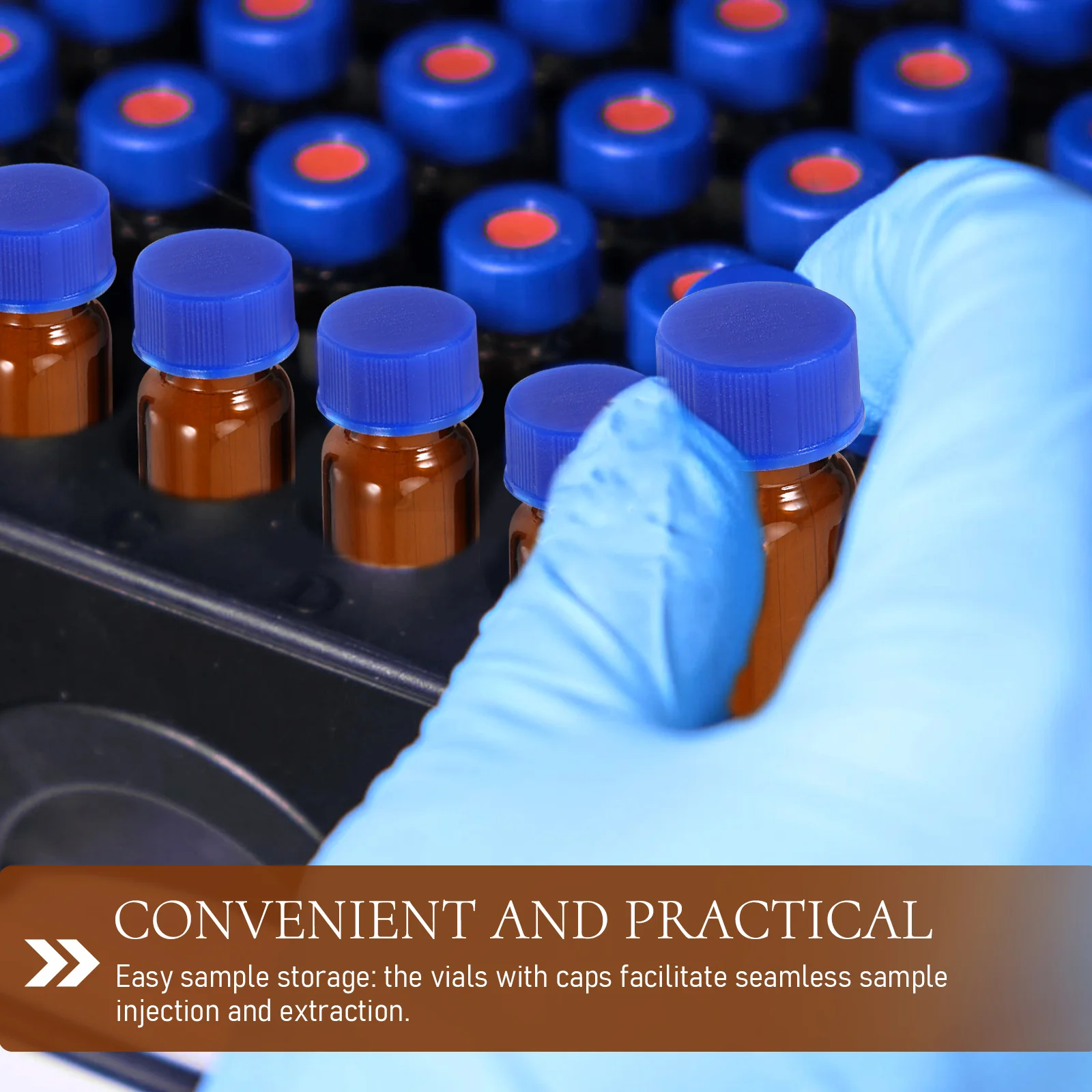 

100 Pcs 1 5ml 2ml Brown Glass Vials Small Bottles Caps Gaskets Sample Storage Leak Proof Sealed