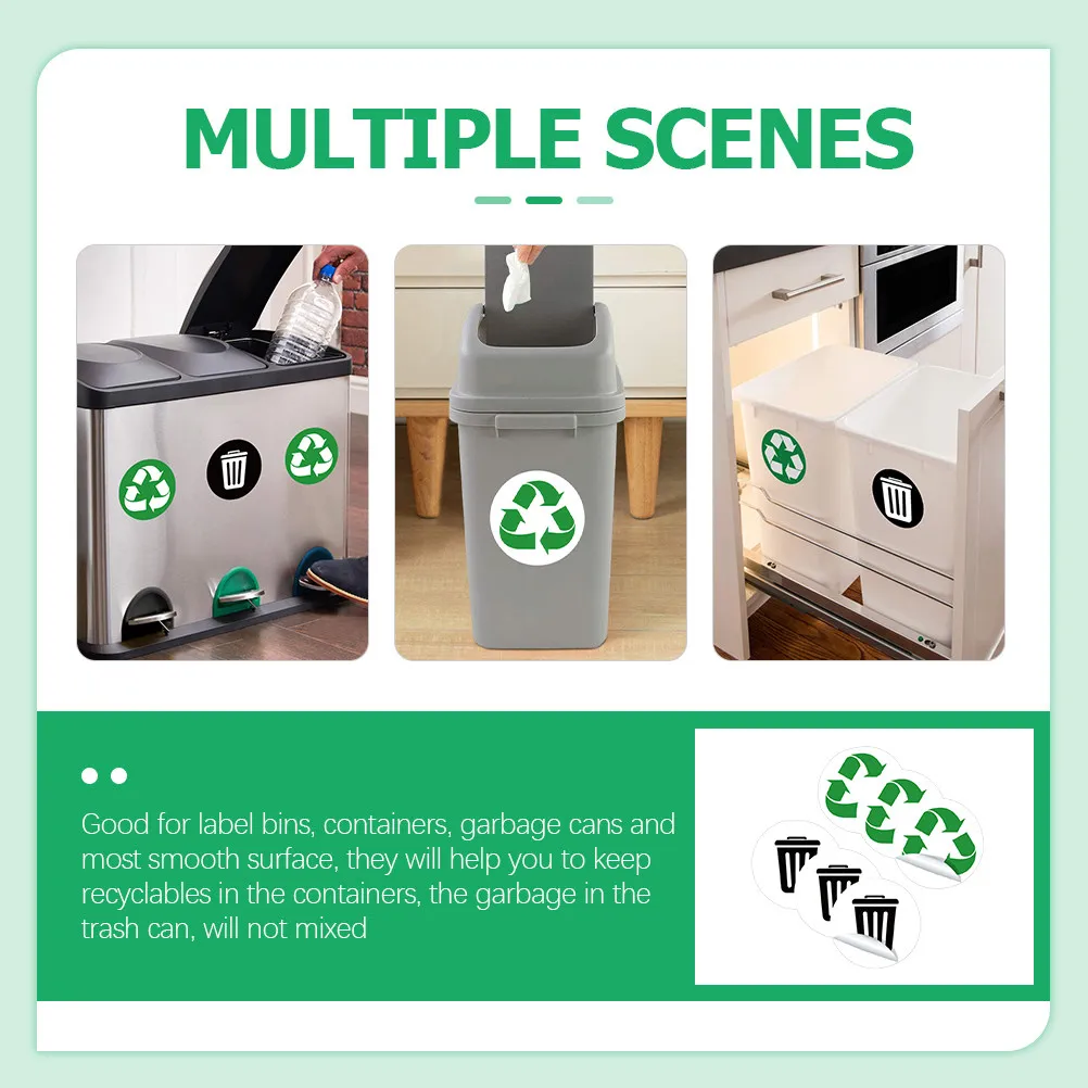 

3Sets Garbage Classification Stickers Strong Wear-Resistant PVC Recycling Labels for Trash Cans Easy Peel Adhesive