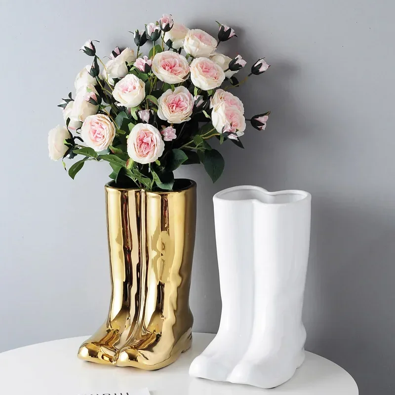 Creative Umbrella Rack Entrance Storage Bucket Ceramic Shoes Vase Ornament Light Luxury Art Home Decor Accessories