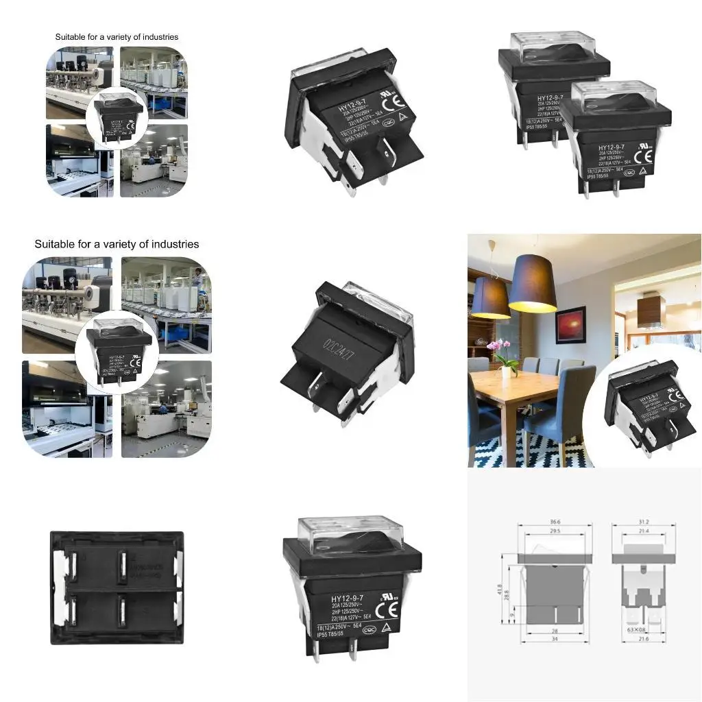 

652F 4 Pin Push Button Switches High Temperature Resistant with Waterproof Protections Heavy Duty 4 Pin Push Button Switches