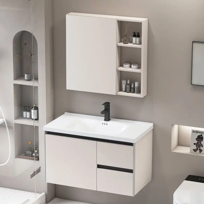 Thickened honeycomb aluminum waterproof bathroom cabinet 44/44CM wide and narrow side bathroom cabinet integrated ceramic