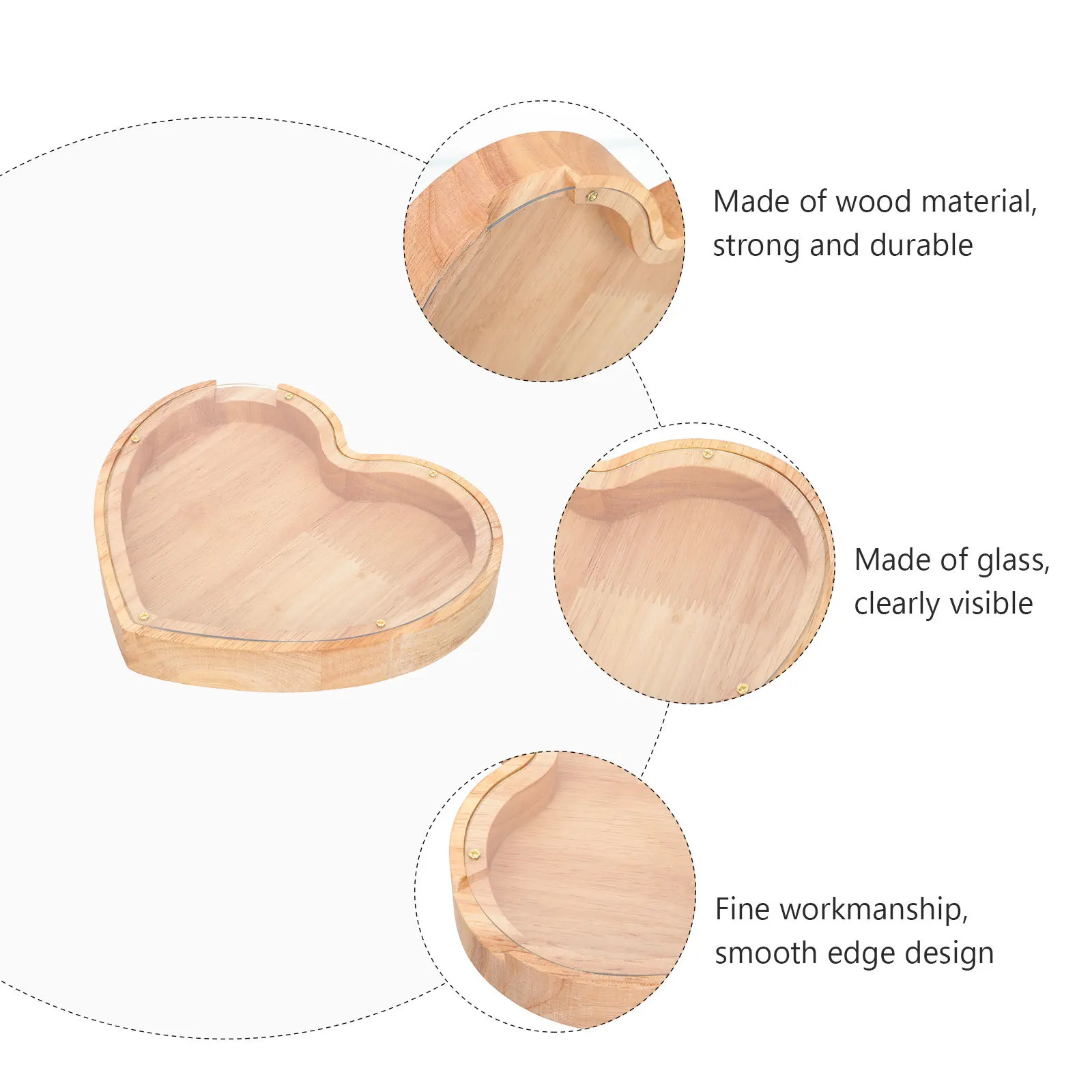 

Heart Shaped Piggy Bank Brown Creative Letter Coin Saving Box for Home Desktop Decorative Money Storage Kids Gift