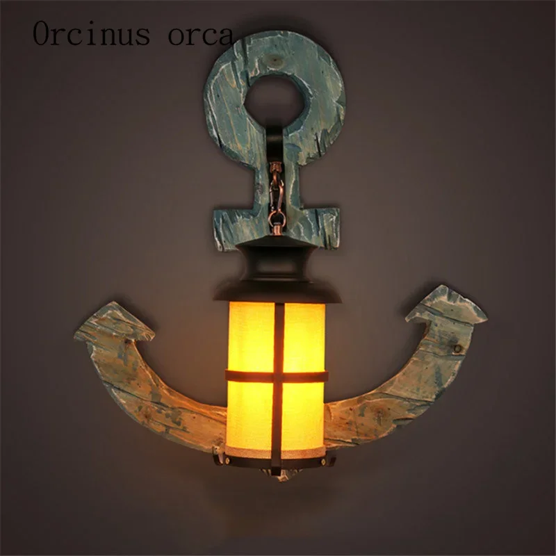 American retro corridor coffee restaurant network bedside study candlestick glass solid wood decorative wall lamp