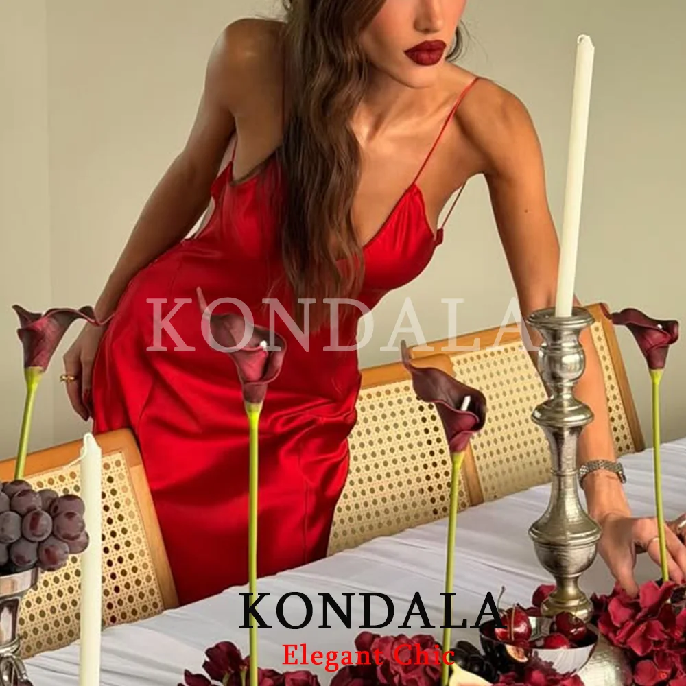 Kondala senhora na moda sexy cetim cami vestido sem costas magro vestido longo 2026 primavera verão férias jantar festa senhora suspender vestido