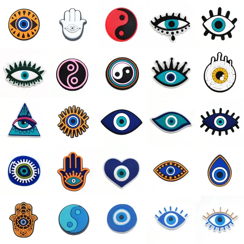 Shoe Charms for Crocs Accessories  Eye Symbol Shoes Charm for Croc Decorations Pins Men Accessory Jeans Woman Clogs Clips Badges