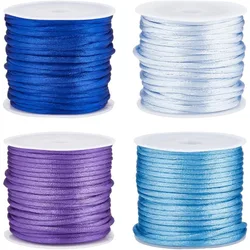 44 Yards 4 Rolls Nylon String 2mm Royal Blue Purple Nylon Cord Satin Rattail Cord Nylon String Trim Silk Cord Chinese Knot