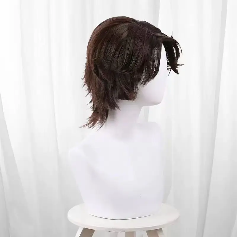 Parrucca cosplay per capelli corti capovolti stile superiore con cuoio capelluto nero e marrone di Puppet Master