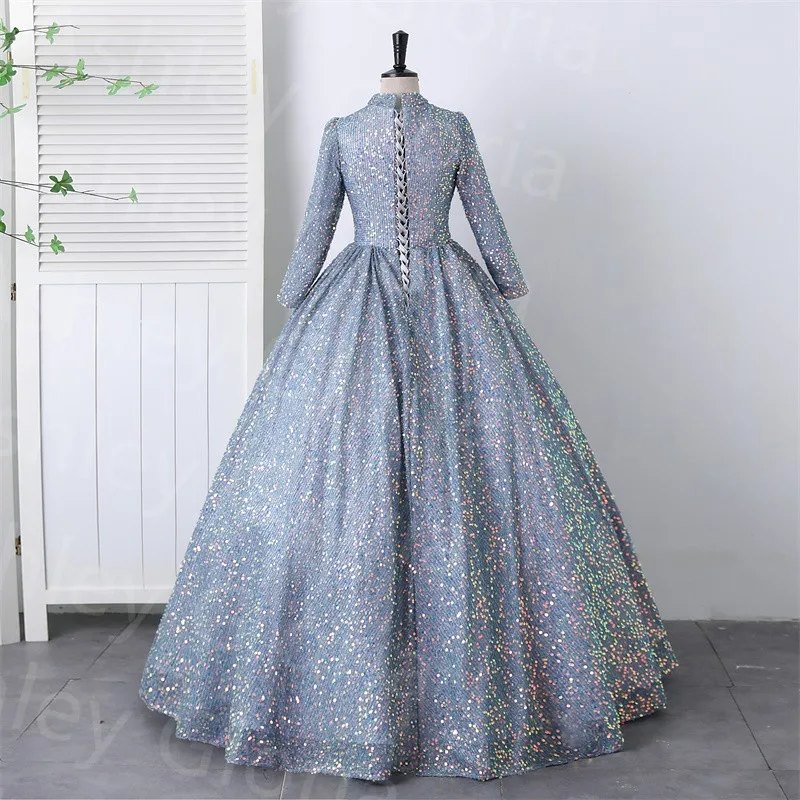 Long Sleeve Party Dress Bling Bling Sequin Quinceanera Dresses Elegant Ball Gown Plus Size Prom Homecoming Gown Ashley Gloria