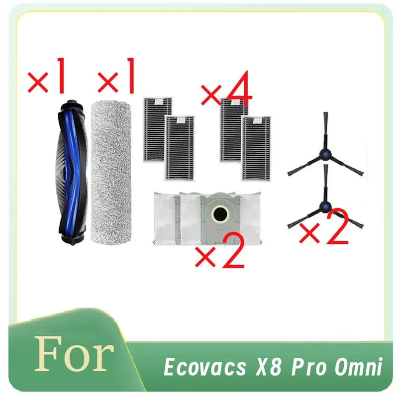 

AEE8-10 шт. для Ecovacs X8 Pro Omni робот-пылесос, боковая щетка HEPA-фильтр, накладка для швабры, мешок для пыли, сверхпрочные аксессуары