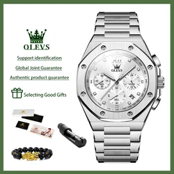 OLEVS Top Brand Men's Watches Stainless Steel Tough Guy Original Quartz Watch for Man Waterproof Luminous Date Chronograph Reloj