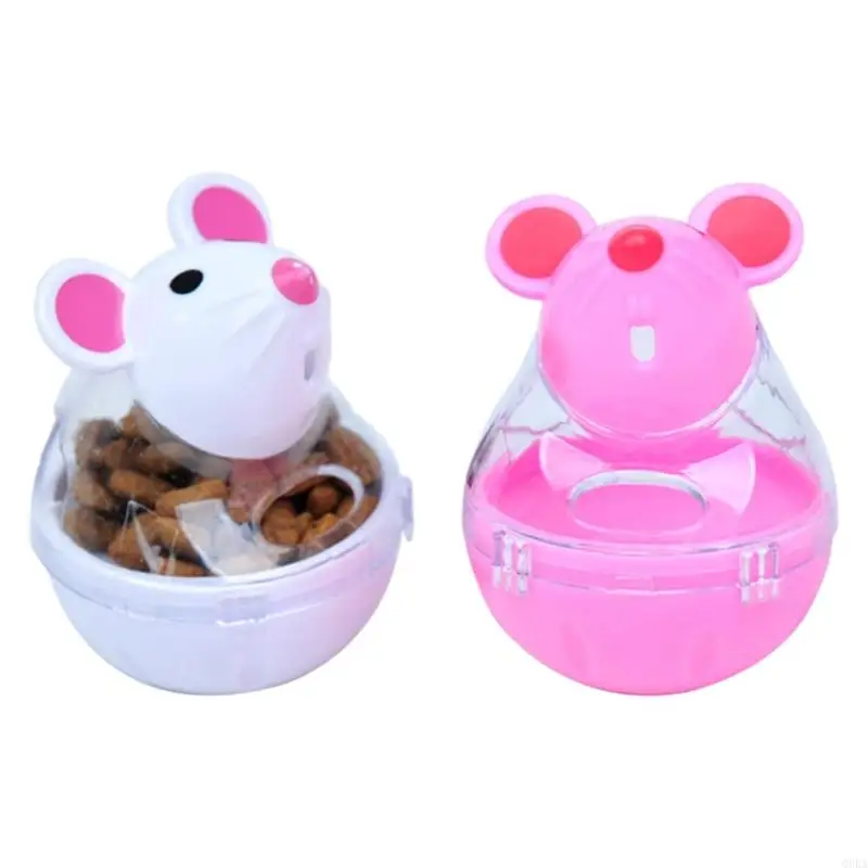 

Q0KA Dispenser Mice Toy for Cat Interactive Tumbler Leakage Feeder Indoor Teasing Feeding Mice Toy Pet Supplies