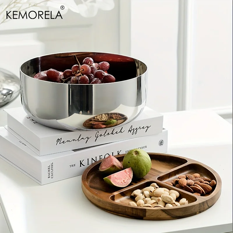 Stainless Steel Sealed Fruit Plate Home Creative Tall Fruit Nut Tea Table Snack Plate Living Room Simple Storage Ornaments