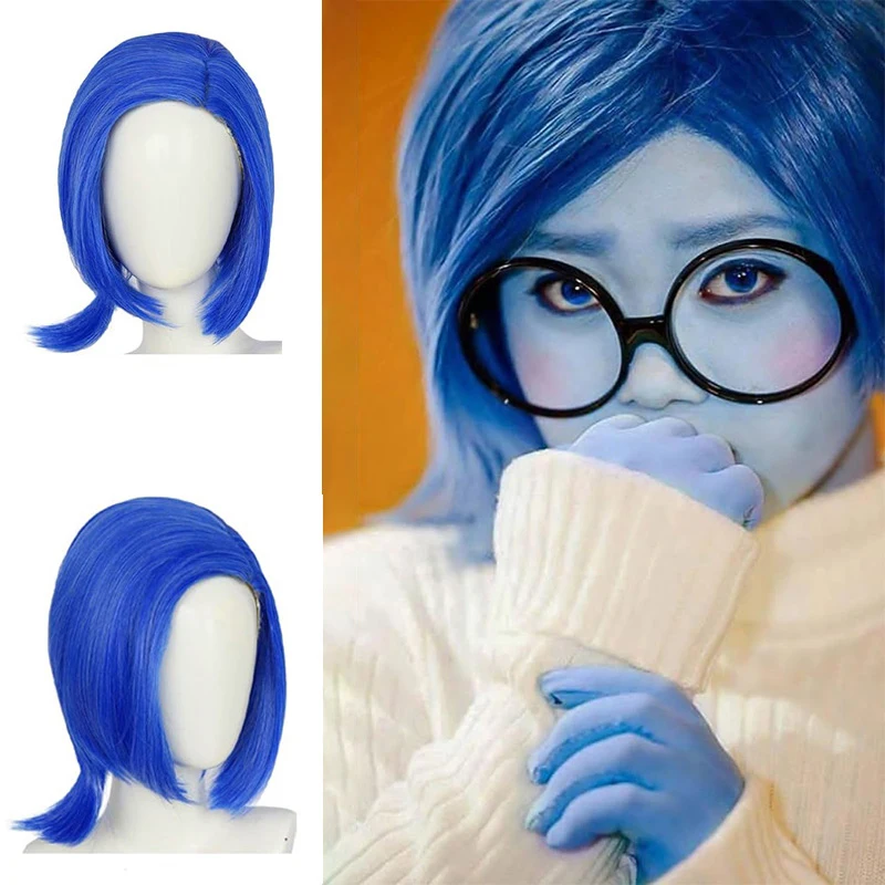

Sadness Cosplay Wig Blue Bob Wig Short Blue Wig Women's Sadness Costume Synthetic Anime Wig Cosplay Wig