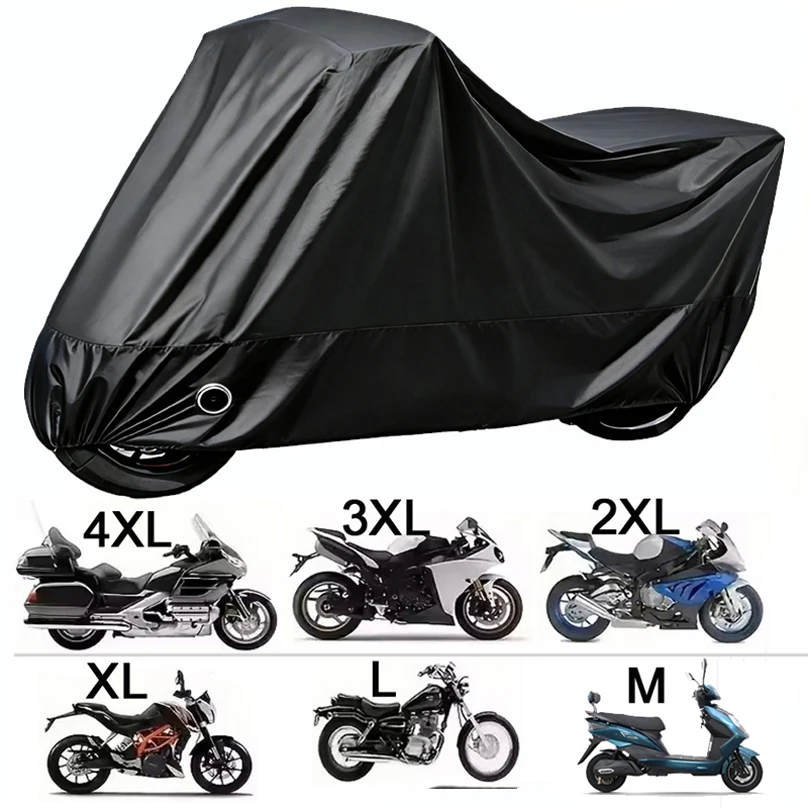 Motorcycle Cover 190T Thick Waterproof Dust Rain UV Sun Protection Universal Outdoor All Season Protector for Electric Motorbike