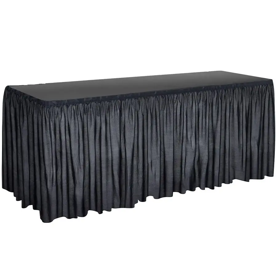 

16 ft x 28 Inch Black Stage Skirting Portable Stage Skirt Cloth Shirred Pleat Cover for Wedding Platform