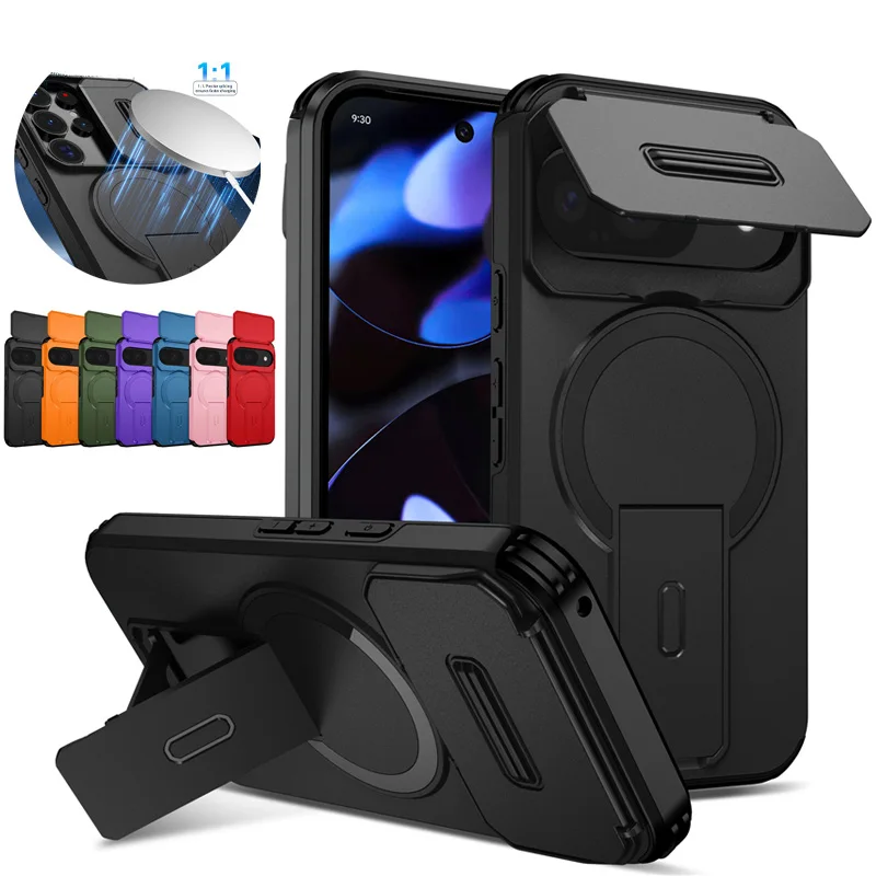 Armor Funda Hülle für Google Pixel 10 10A 9 9A 8 8A Pro XL mit Schiebe-Kameraschutz und kabelloser Ladeabdeckung