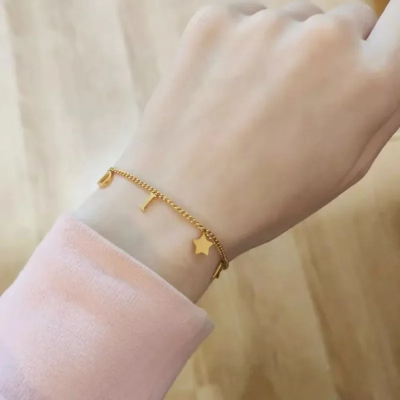 2026 موضة رسالة دلاية شكل نجمة سوار للمرأة ، بسيط خمر سوار الفولاذ المقاوم للصدأ مجوهرات فاخرة اكسسوارات هدايا #5
