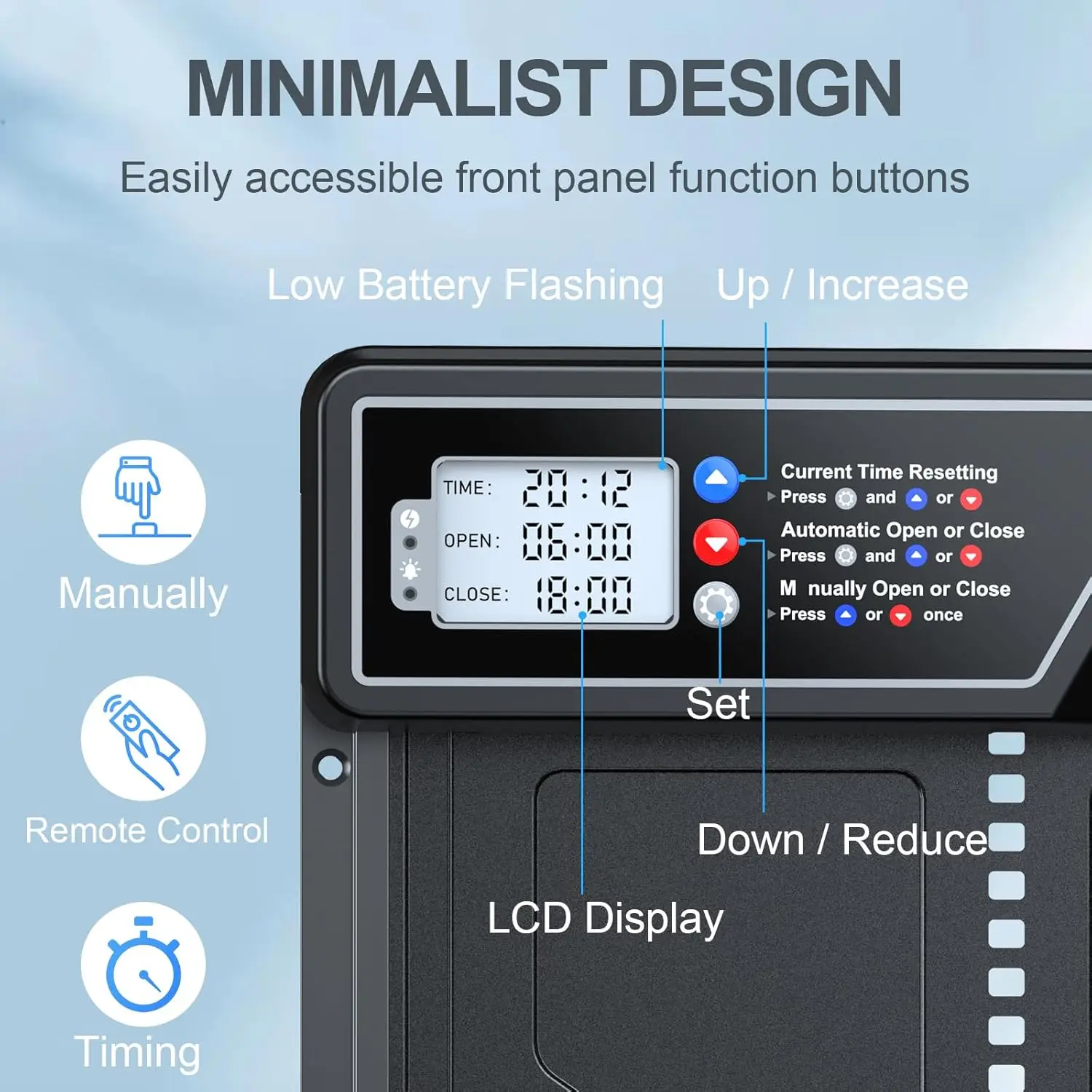 Solar Automatic Henhouse Door Anti-Pinch with Timer Durable Aluminum Alloy Chicken Coop Entrance for Protection