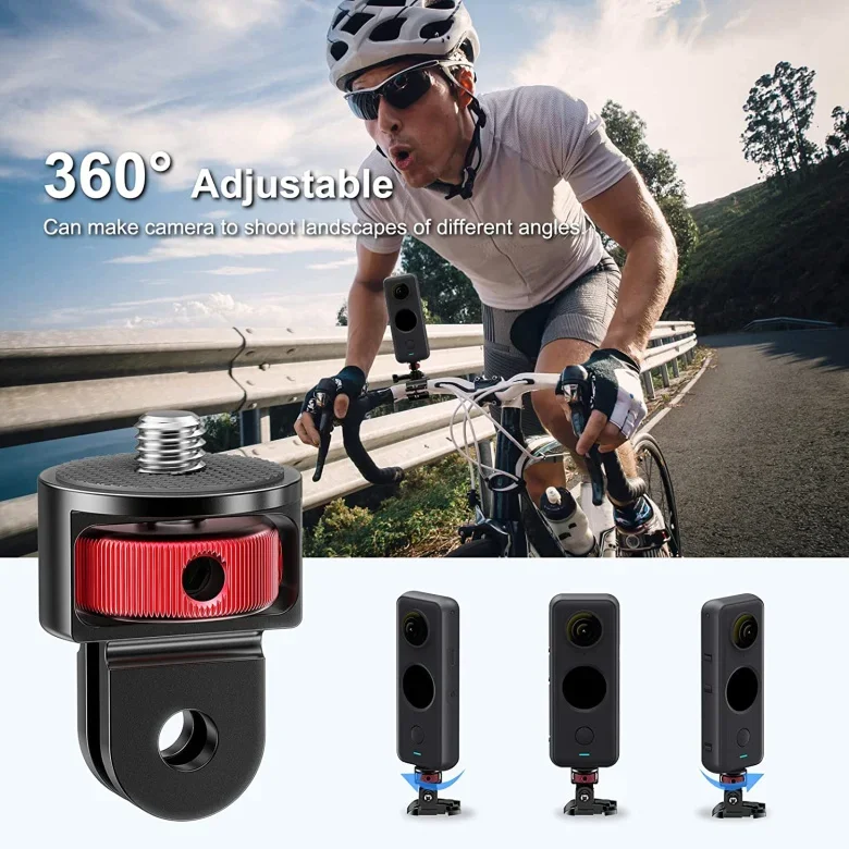 カメラ三脚アダプター、FF-3BB、360 ° 、gopro、insta360、sjcamに適合、1/4アクセサリーに適合、アドベンチャーショットに最適、必須アクセサリー