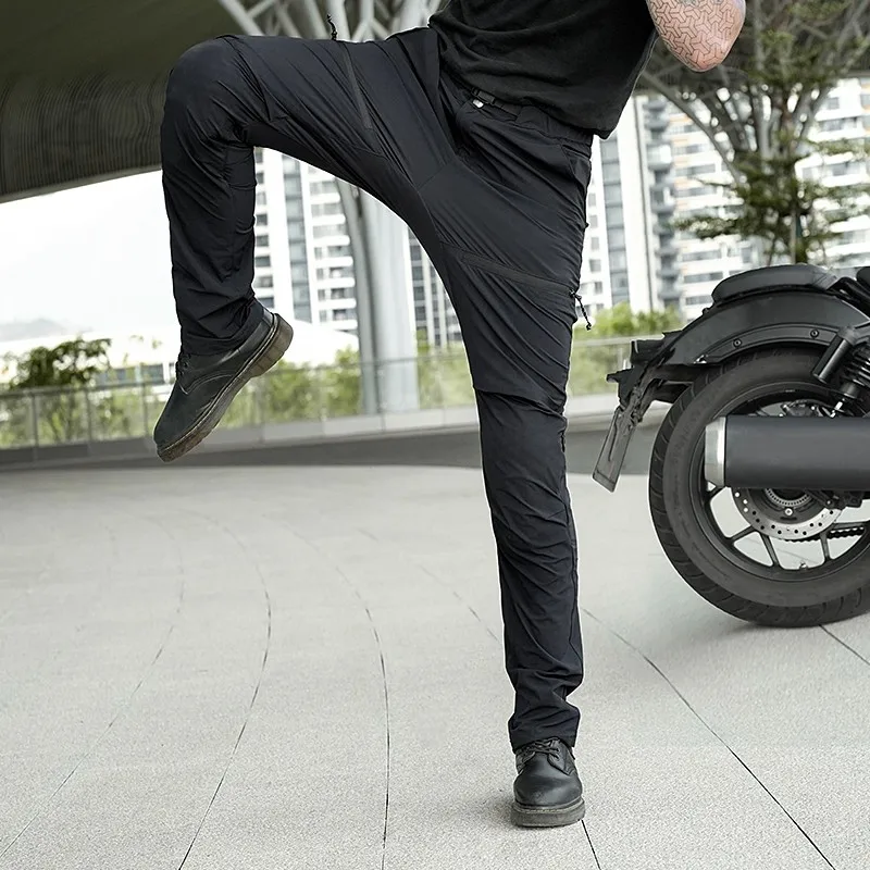 

Thin DUHAN Summer Men's motorcycle Pants CE protective High Elasticity Nylon Motocross pants Detachable waist belt