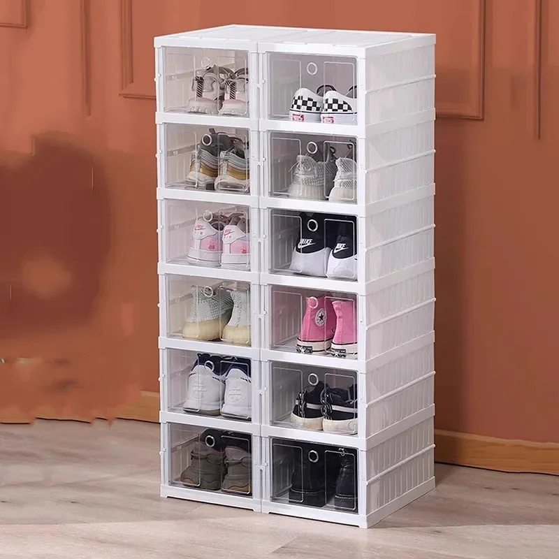 Thickened shoebox storage  transparent folding, plastic ball rack shoe cabinet free installation scarpiera home furniture