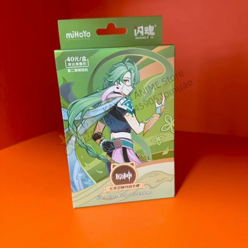 Genshin Impact – carte de combat Seven Holy Summons, boîte d'origine authentique, Collection limitée, jeu de cartes, personnage périphérique, cadeau