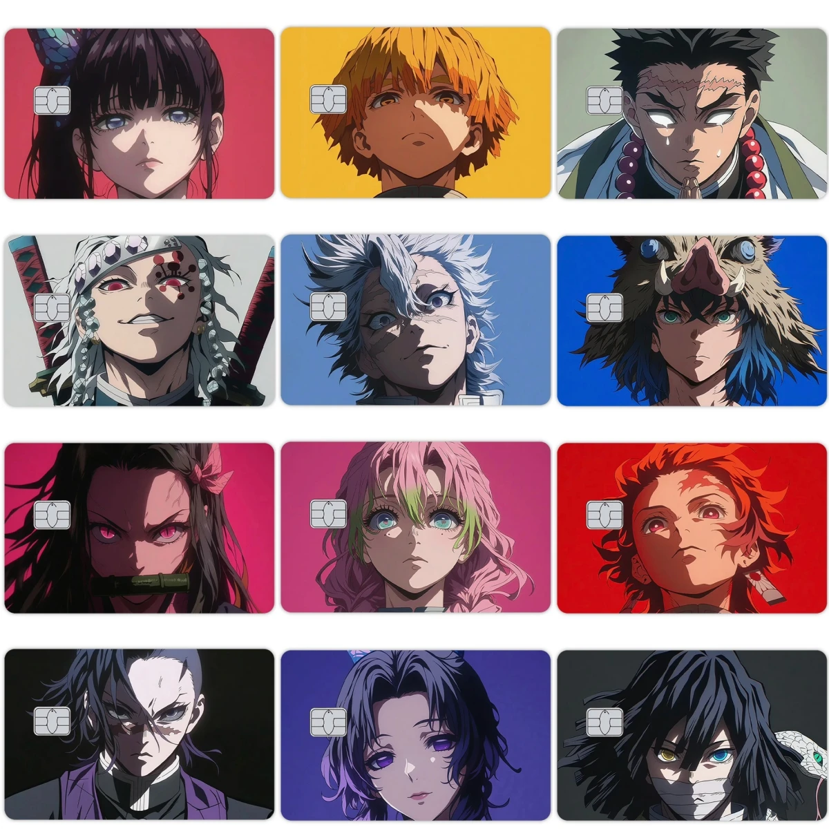 

Anime Hashibira Inosuke Rengoku Kyoujurou Nezuko Cartoon Laser Shiny Stickers Skin Cover Film for Credit Debit Bank Visa Card