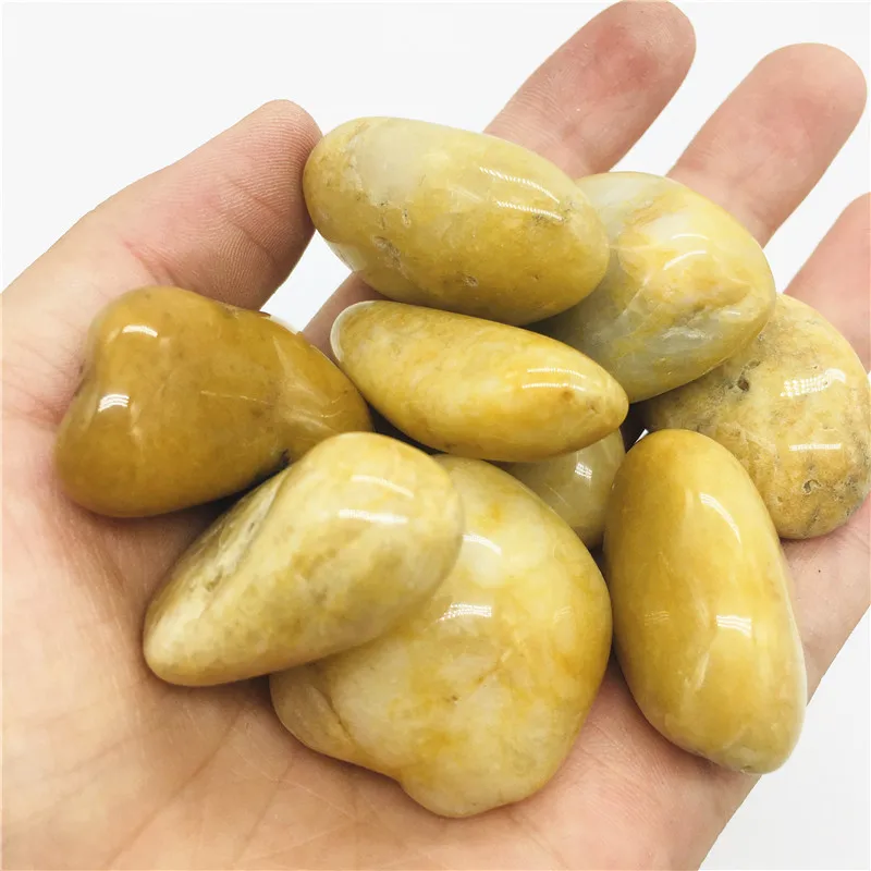 Wholesale Natural Yellow Jade Topaz Calcite Tumbled Stone Crystal Healing Polished Gravel Irregular Stone Mineral Specimen Gemst