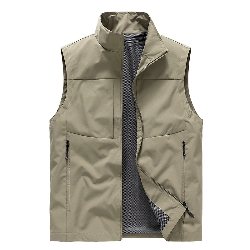 Men's Fleece Vest Winter New Solid Color Simple Outdoor Adventure Stand Collar Coat Men's Double-Faced Fleece Sleeveless Jacket