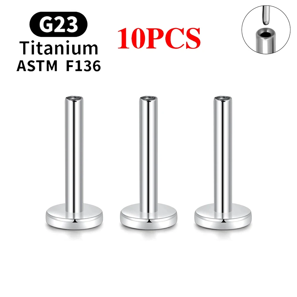 10 Stück g23 Titan Labret Bar Teile Push Pin Kopf 18g 16g 14g Labret Post Lang hanteln für Lippen Piercing Ohrring Ohr stecker Zubehör