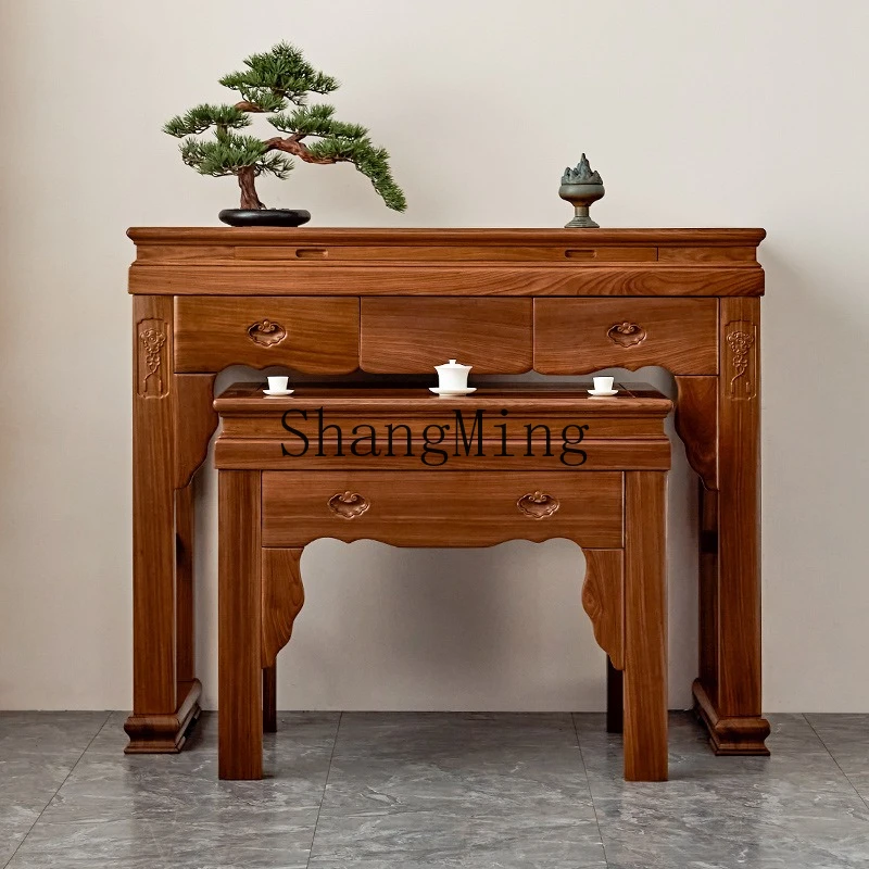 ZYY مجموعة طاولة من خشب الساج خزانة منزلية طاولة بوذا من الخشب الصلب حافظة بخور طاولة تقديم إله الثروة #2