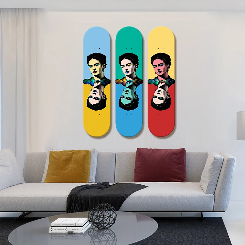 Set of 3pcs Decorative Board Pop Art Skateboard Wall Art 7-layer Maple Decoration Skateboard Furnish and Decorate for Home Decor