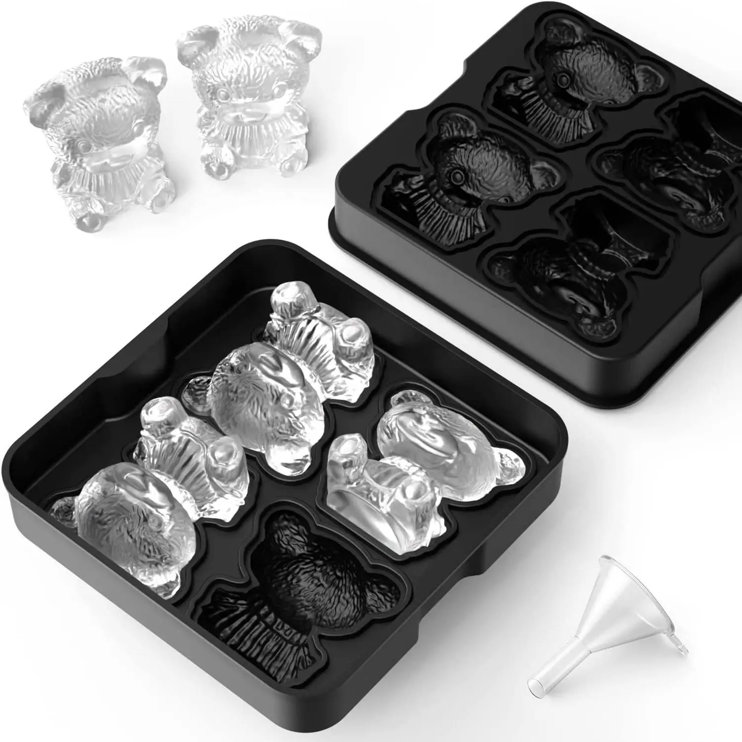 New 4-hole Little Bear Ice Hockey Mold Silicone Ice Grid Mold Silicone Ice Grid Ice Cream Ice Cream Ice Ball Ice Grid Mold