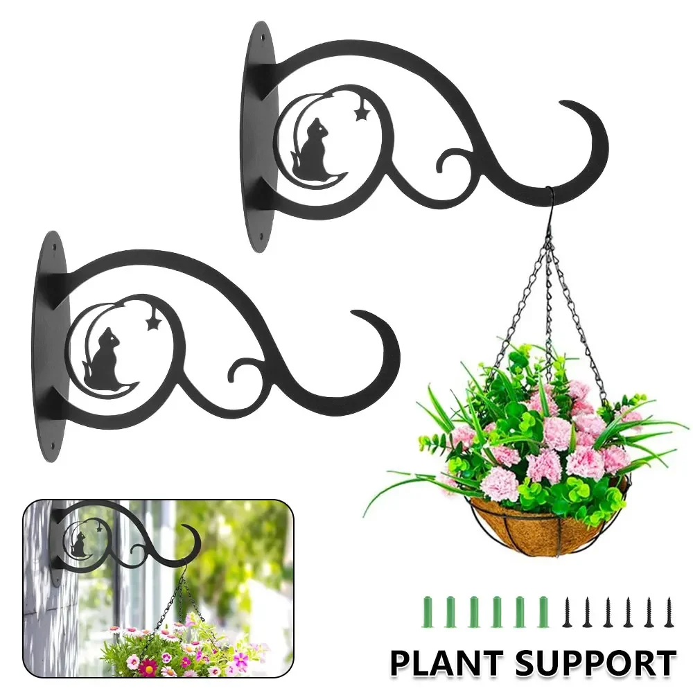 2Pcs Hanging Plant Bracket Metal Wall Mounted Plant Hanger Heavy Duty Wall Hook Home Wall Decor with Screws for Flower Basket