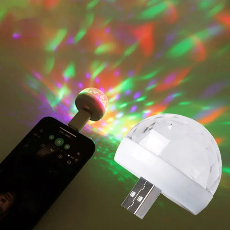 Portable USB Multi-Color LED Disco Light - Sound-Activated, Perfect for camping Parties, Clubs, and Pools led light