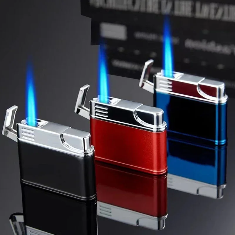 Hot Turbo Torch Direct Blue Flame Metal Windproof Portable Lighter Outdoor Barbecue Kitchen Cigar Lighter High-end Men\'s Gifts