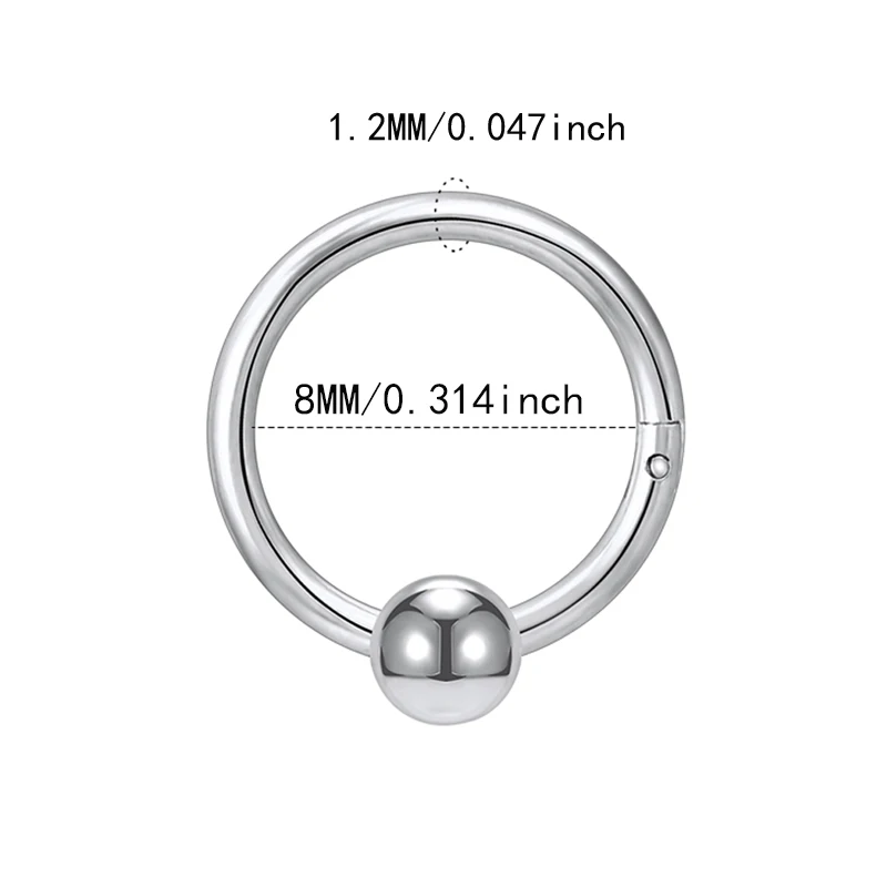 1PC Surgery steel solid titanium round head ring nose lip ring Lip ear diaphragm spiral cartilage perforated earring Stainless s