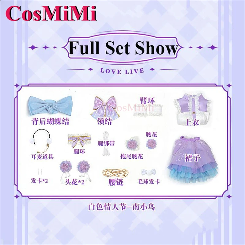 CosMiMi أنيمي LoveLive مينامي كوتوري تأثيري حلي الأبيض عيد الحب الملاك الحلو فستان كرنفال حفلة لعب الأدوار الملابس