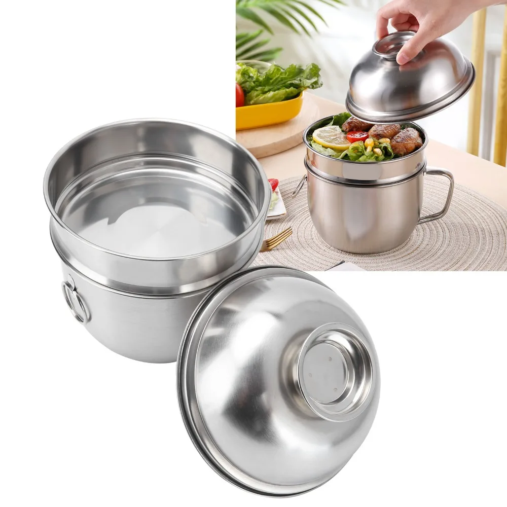Rustless Steel Noodle Bowl Detachable Outer Shell Sealed Dustproof Lid Ramen Soup Bowl Thickened Large Capacity