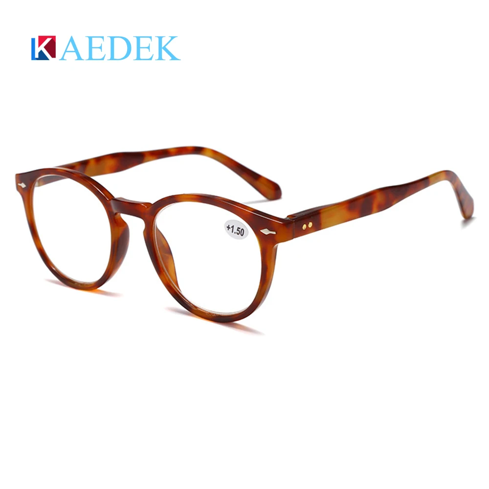 KAEDEK Reading Glasses,Femme Readers,Stylish Vintage Round Frame,with Spring HInge Lightweight Wear Clear Vision +1.0 1.5 2.0 image 3