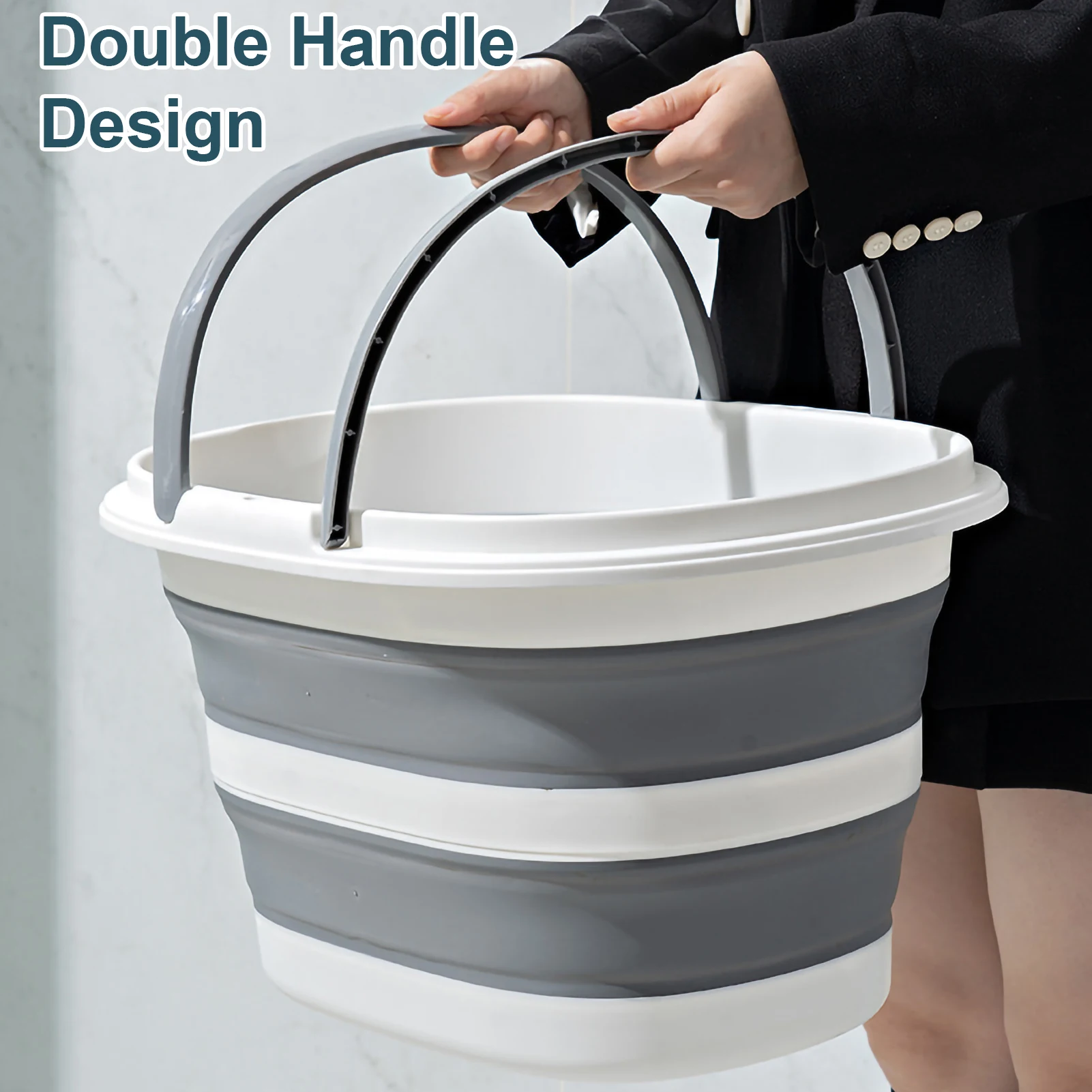 16L Multi-Functional Laundry Basket Household Folding Basin Car Wash Bucket Bathroom Storage Baskets for Washing Fishing Camping